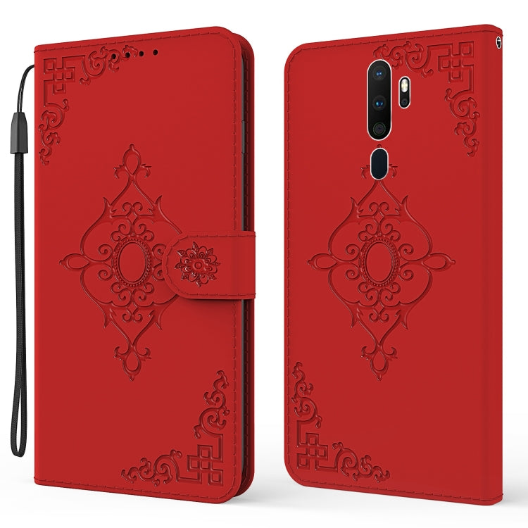 For OPPO A9 2020 Embossed Fortune Flower Pattern Horizontal Flip Leather Case with Holder & Card Slot & Wallet & Lanyard