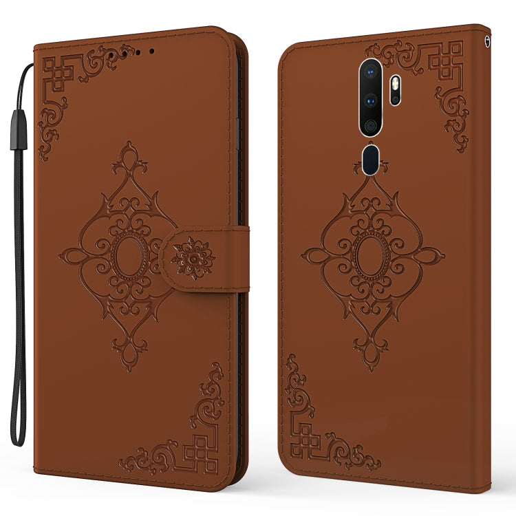 For OPPO A9 2020 Embossed Fortune Flower Pattern Horizontal Flip Leather Case with Holder & Card Slot & Wallet & Lanyard