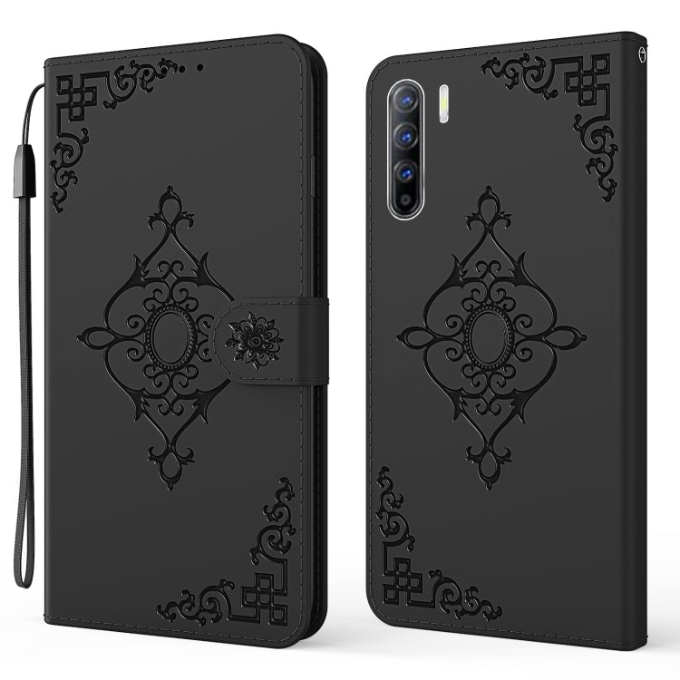 For OPPO Reno3 Embossed Fortune Flower Pattern Horizontal Flip Leather Case with Holder & Card Slot & Wallet & Lanyard