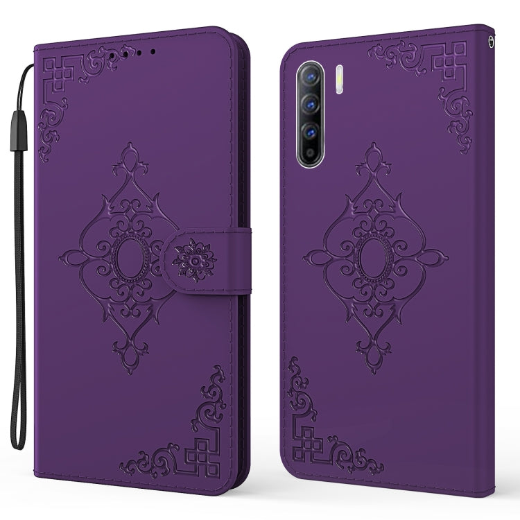 For OPPO Reno3 Embossed Fortune Flower Pattern Horizontal Flip Leather Case with Holder & Card Slot & Wallet & Lanyard