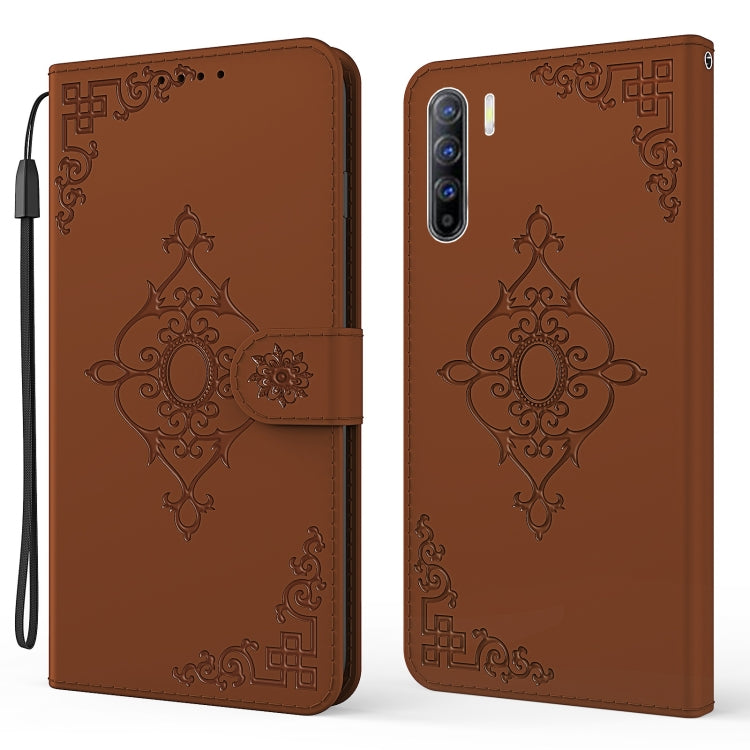 For OPPO Reno3 Embossed Fortune Flower Pattern Horizontal Flip Leather Case with Holder & Card Slot & Wallet & Lanyard