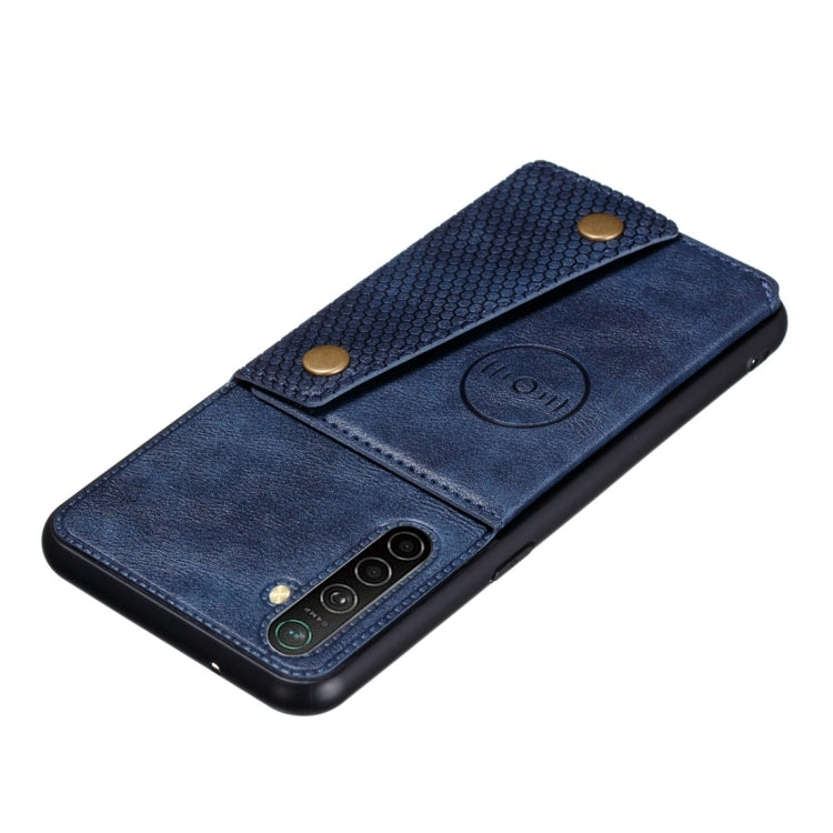 For OPPO Realme XT Shockproof Magnetic PU + TPU Protective Case with Card Slots