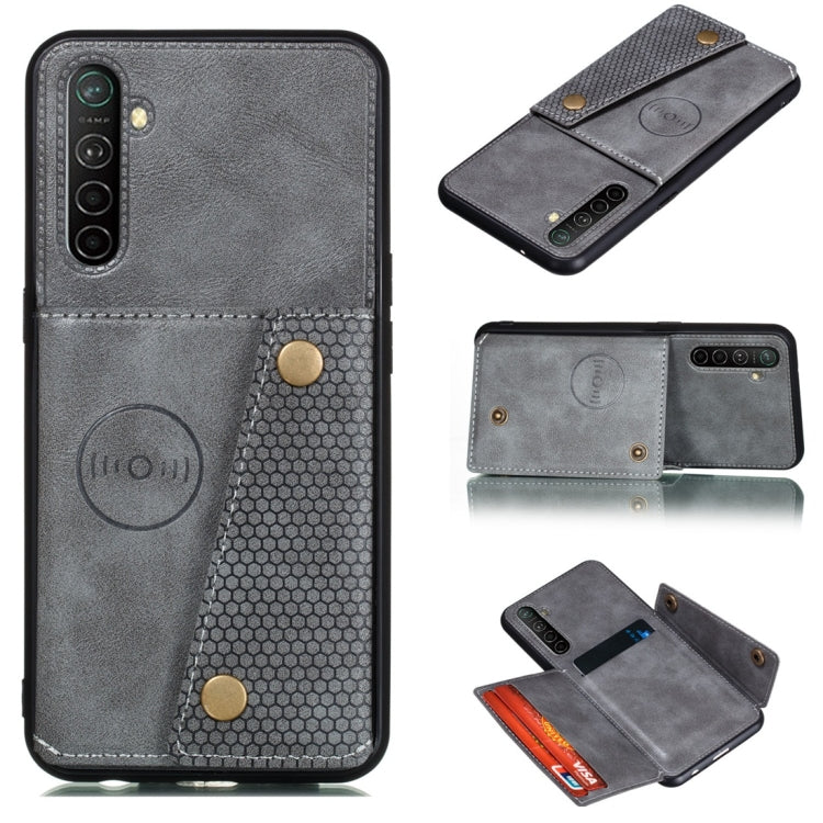 For OPPO Realme XT Shockproof Magnetic PU + TPU Protective Case with Card Slots