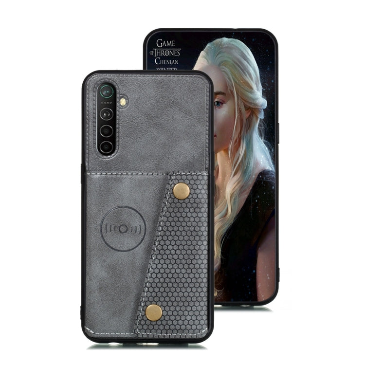 For OPPO Realme XT Shockproof Magnetic PU + TPU Protective Case with Card Slots