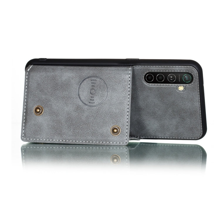 For OPPO Realme XT Shockproof Magnetic PU + TPU Protective Case with Card Slots