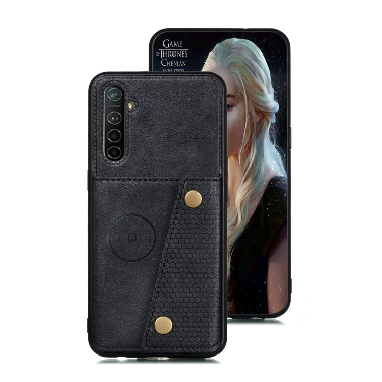 For OPPO Realme XT Shockproof Magnetic PU + TPU Protective Case with Card Slots