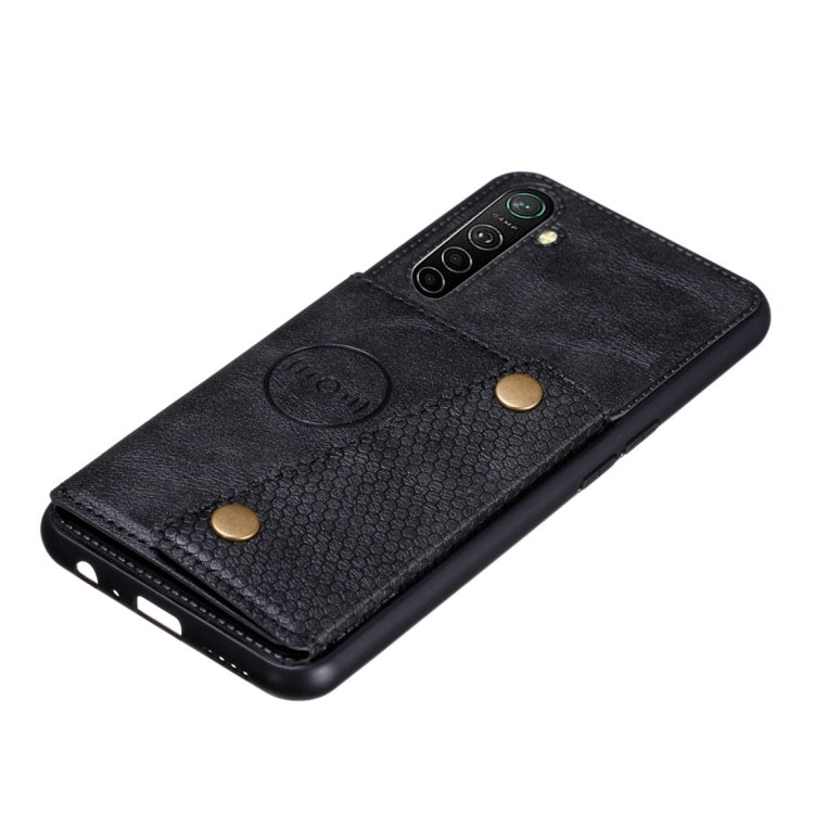 For OPPO Realme XT Shockproof Magnetic PU + TPU Protective Case with Card Slots