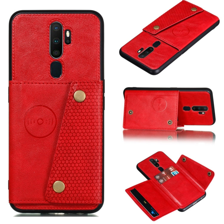 For OPPO A9 (2020) Shockproof Magnetic PU + TPU Protective Case with Card Slots