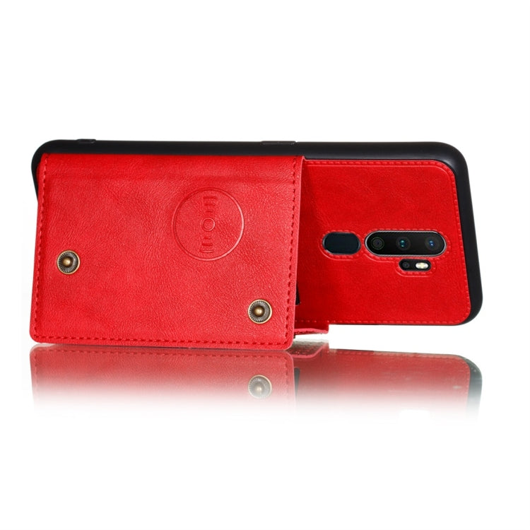 For OPPO A9 (2020) Shockproof Magnetic PU + TPU Protective Case with Card Slots