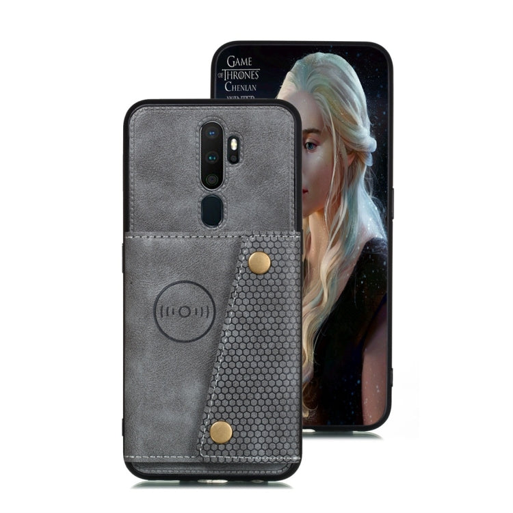 For OPPO A9 (2020) Shockproof Magnetic PU + TPU Protective Case with Card Slots