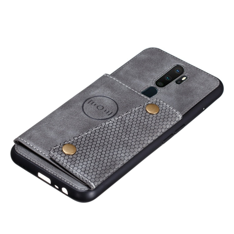 For OPPO A9 (2020) Shockproof Magnetic PU + TPU Protective Case with Card Slots