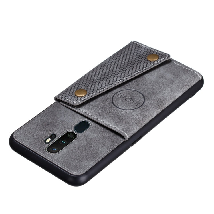 For OPPO A9 (2020) Shockproof Magnetic PU + TPU Protective Case with Card Slots