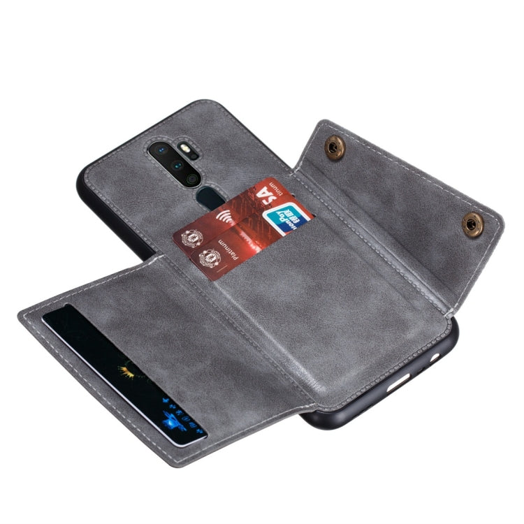 For OPPO A9 (2020) Shockproof Magnetic PU + TPU Protective Case with Card Slots