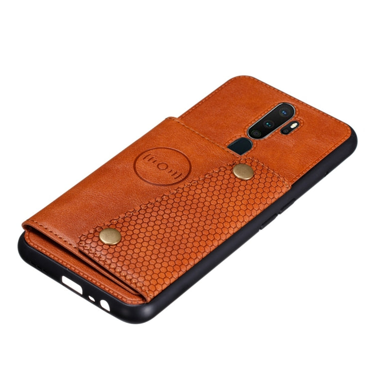 For OPPO A9 (2020) Shockproof Magnetic PU + TPU Protective Case with Card Slots