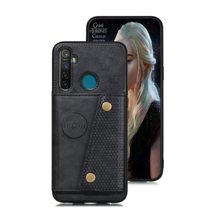 For OPPO Realme 5 Shockproof Magnetic PU + TPU Protective Case with Card Slots