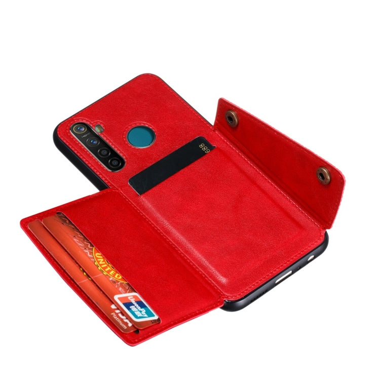 For OPPO Realme 5 Pro Shockproof Magnetic PU + TPU Protective Case with Card Slots