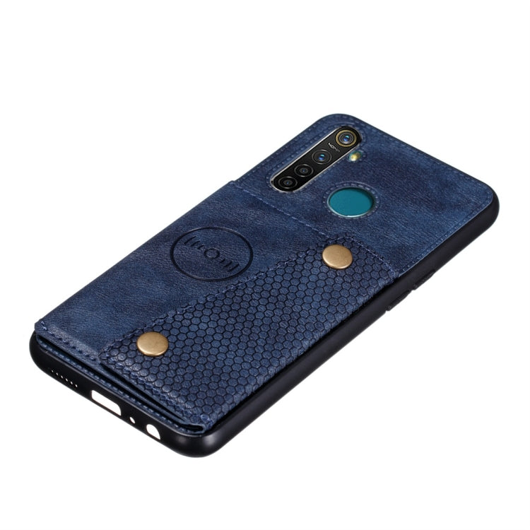 For OPPO Realme 5 Pro Shockproof Magnetic PU + TPU Protective Case with Card Slots
