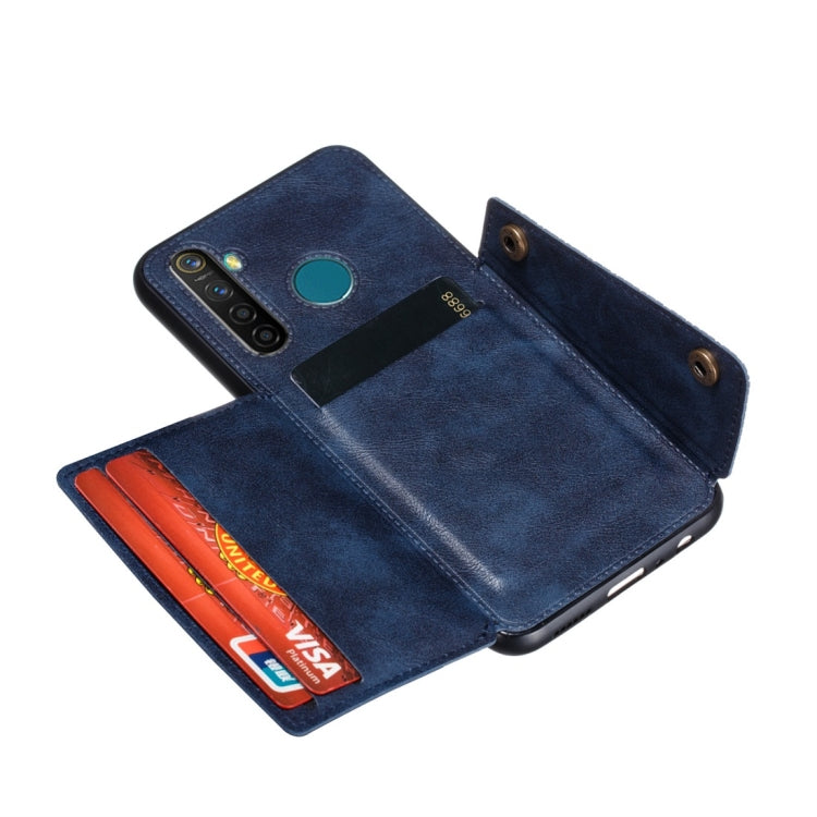 For OPPO Realme 5 Pro Shockproof Magnetic PU + TPU Protective Case with Card Slots