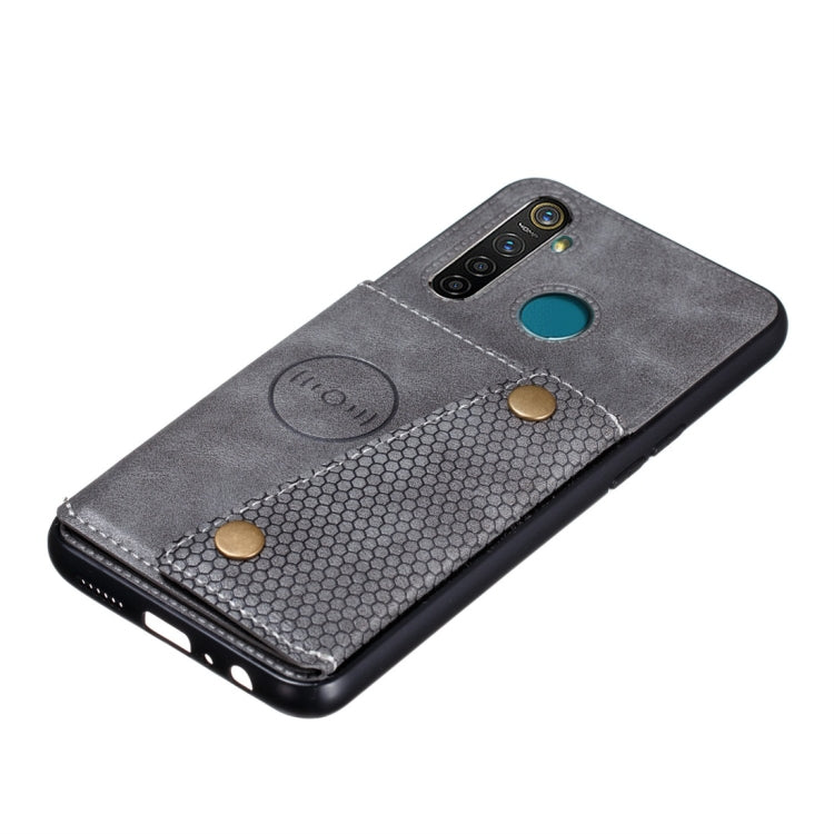 For OPPO Realme 5 Pro Shockproof Magnetic PU + TPU Protective Case with Card Slots