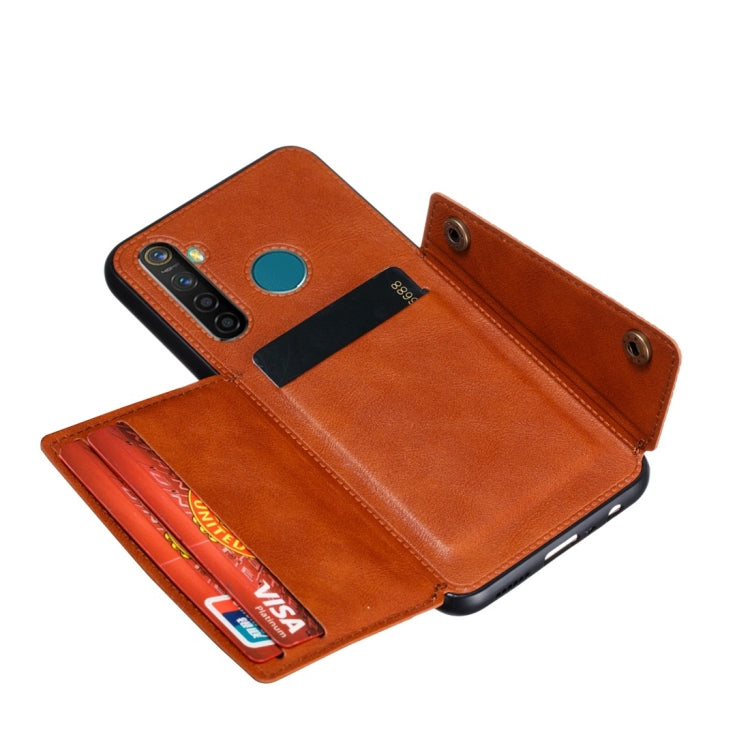 For OPPO Realme 5 Pro Shockproof Magnetic PU + TPU Protective Case with Card Slots