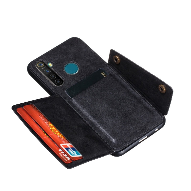 For OPPO Realme 5 Pro Shockproof Magnetic PU + TPU Protective Case with Card Slots