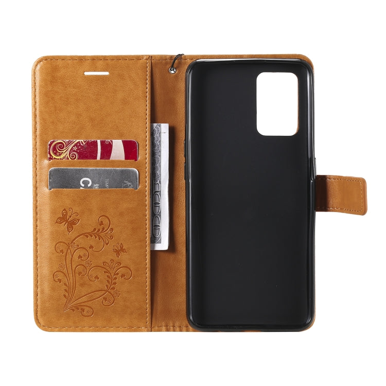 For OPPO A74 4G / F19 4G Pressed Printing Butterfly Pattern Horizontal Flip PU Leather Case with Holder & Card Slots & Wallet & Lanyard