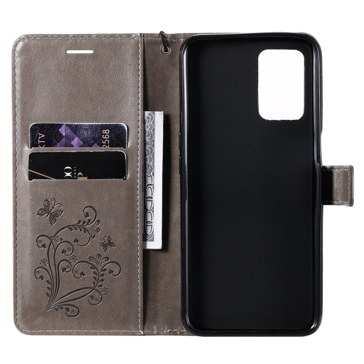 For OPPO Realme V13 Pressed Printing Butterfly Pattern Horizontal Flip PU Leather Case with Holder & Card Slots & Wallet & Lanyard