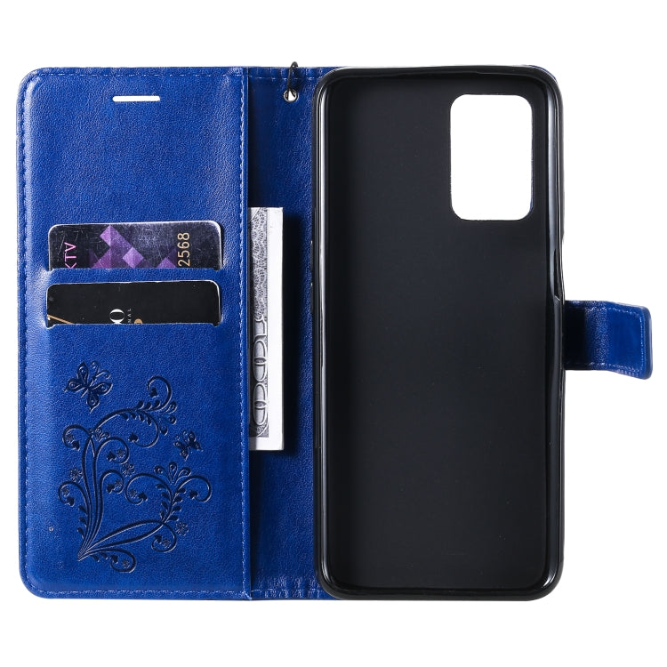 For OPPO Realme V13 Pressed Printing Butterfly Pattern Horizontal Flip PU Leather Case with Holder & Card Slots & Wallet & Lanyard