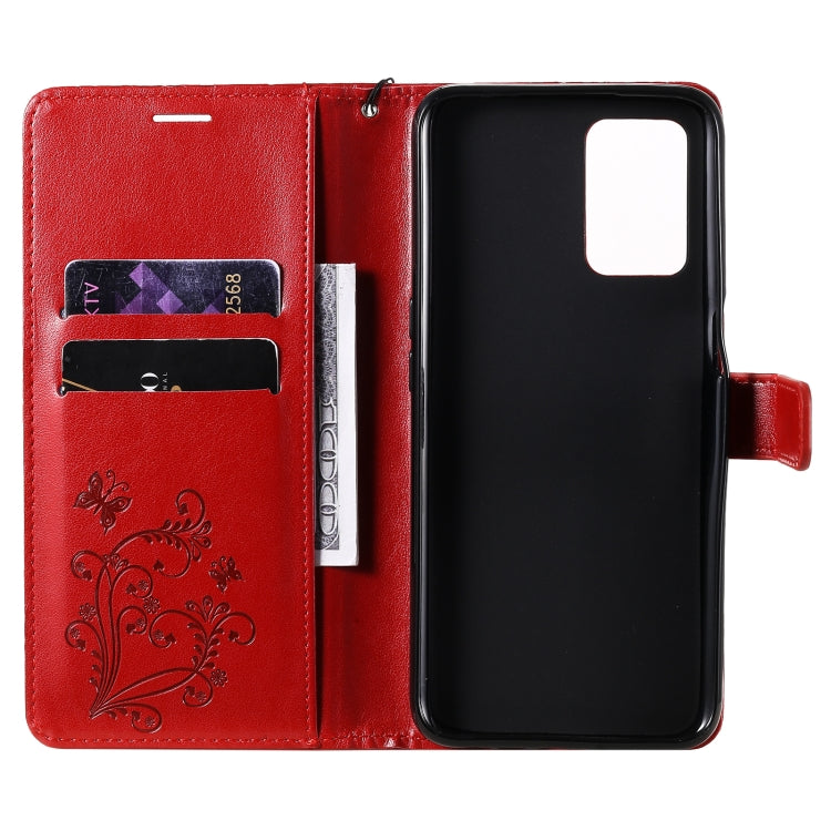 For OPPO Realme V13 Pressed Printing Butterfly Pattern Horizontal Flip PU Leather Case with Holder & Card Slots & Wallet & Lanyard