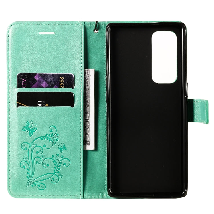 For OPPO Reno5 Pro+ 5G / Find X3 Neo Pressed Printing Butterfly Pattern Horizontal Flip PU Leather Case with Holder & Card Slots & Wallet & Lanyard