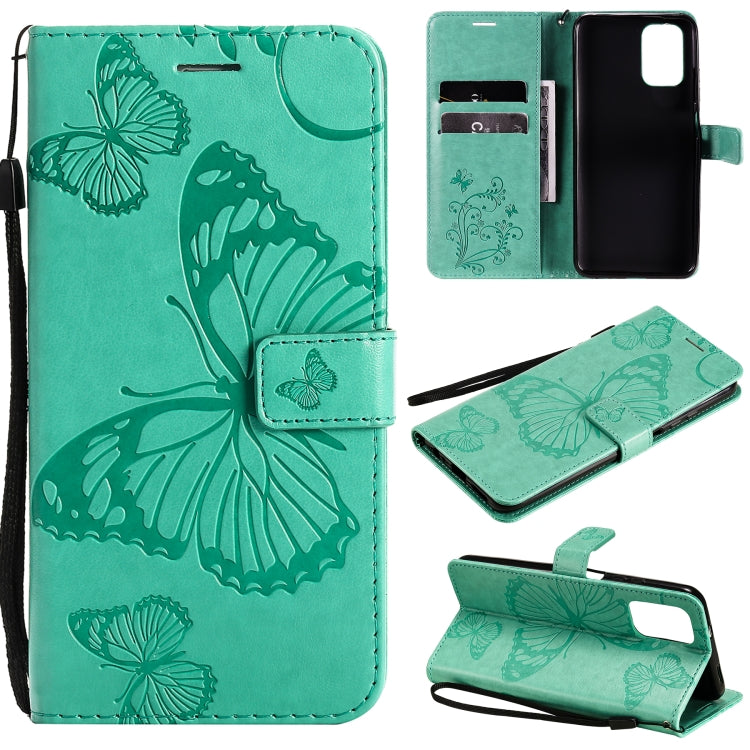 For Xiaomi Redmi Note 10 4G Pressed Printing Butterfly Pattern Horizontal Flip PU Leather Case with Holder & Card Slots & Wallet & Lanyard