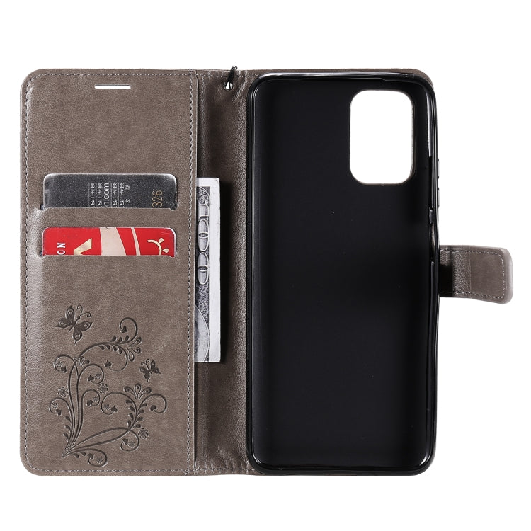For Xiaomi Redmi Note 10 4G Pressed Printing Butterfly Pattern Horizontal Flip PU Leather Case with Holder & Card Slots & Wallet & Lanyard