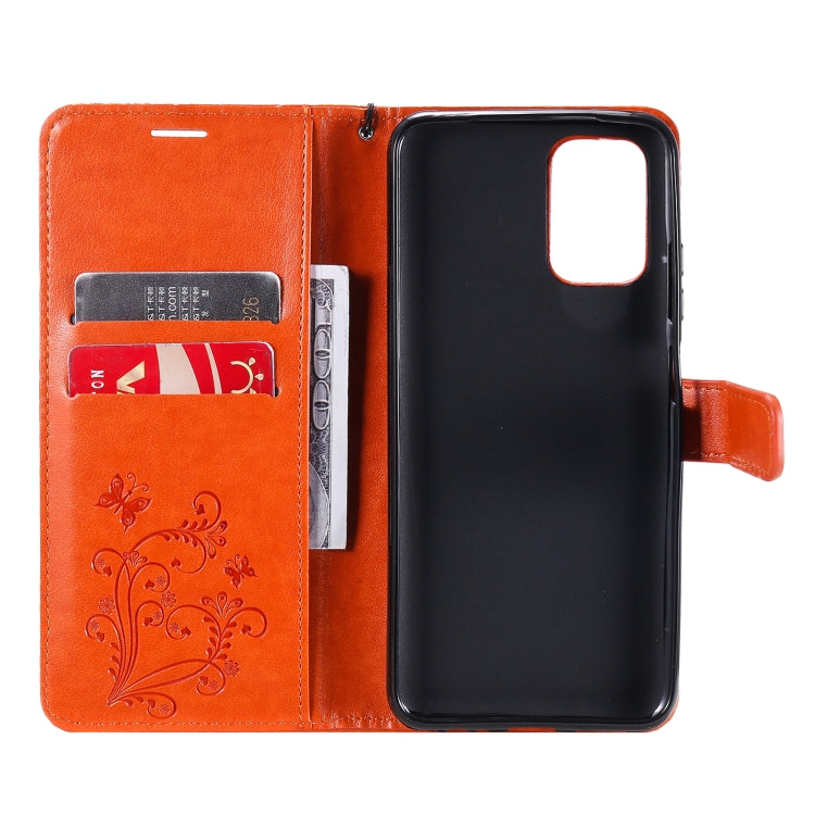 For Xiaomi Redmi Note 10 4G Pressed Printing Butterfly Pattern Horizontal Flip PU Leather Case with Holder & Card Slots & Wallet & Lanyard