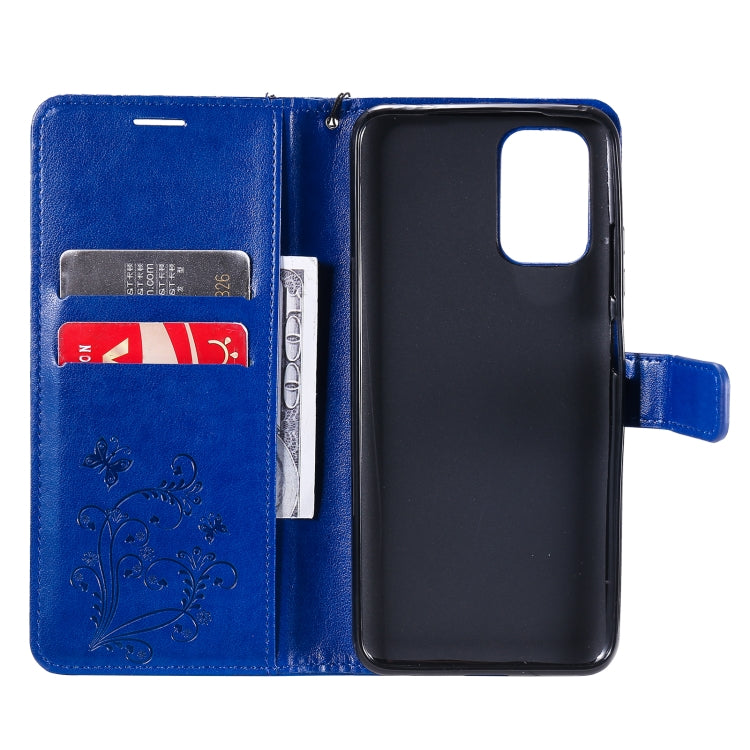 For Xiaomi Redmi Note 10 4G Pressed Printing Butterfly Pattern Horizontal Flip PU Leather Case with Holder & Card Slots & Wallet & Lanyard