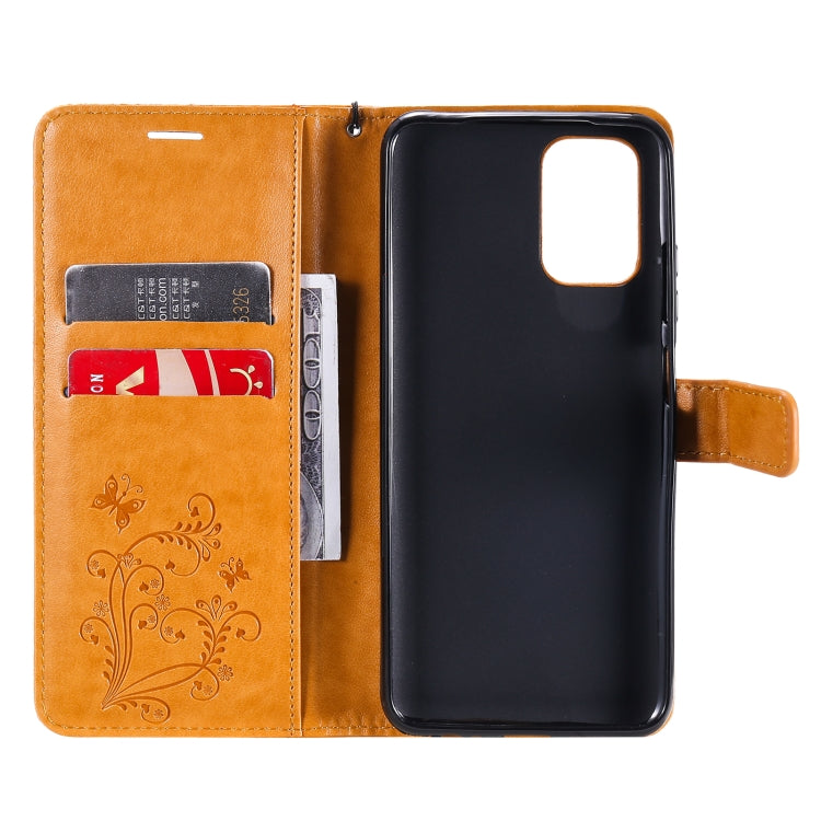 For Xiaomi Redmi Note 10 4G Pressed Printing Butterfly Pattern Horizontal Flip PU Leather Case with Holder & Card Slots & Wallet & Lanyard