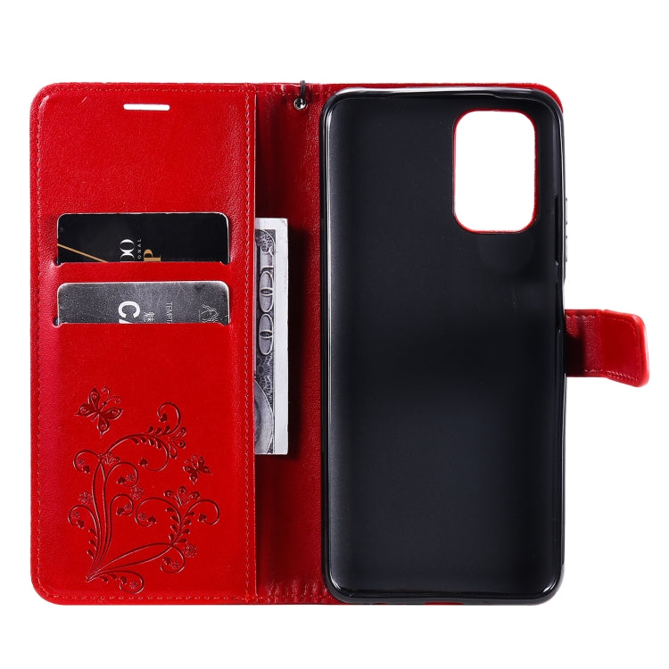 For Xiaomi Redmi Note 10 4G Pressed Printing Butterfly Pattern Horizontal Flip PU Leather Case with Holder & Card Slots & Wallet & Lanyard