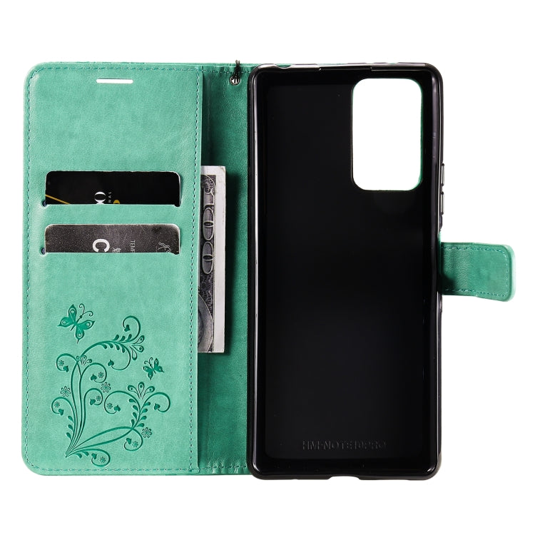 For Xiaomi Redmi Note 10 Pro 4G Pressed Printing Butterfly Pattern Horizontal Flip PU Leather Case with Holder & Card Slots & Wallet & Lanyard