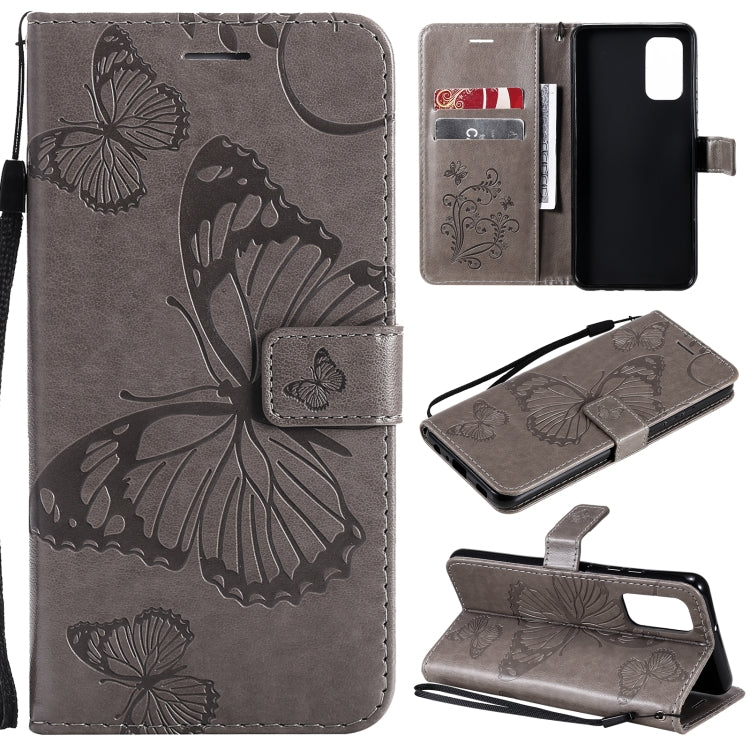 For Samsung Galaxy A32 4G Pressed Printing Butterfly Pattern Horizontal Flip PU Leather Case with Holder & Card Slots & Wallet & Lanyard