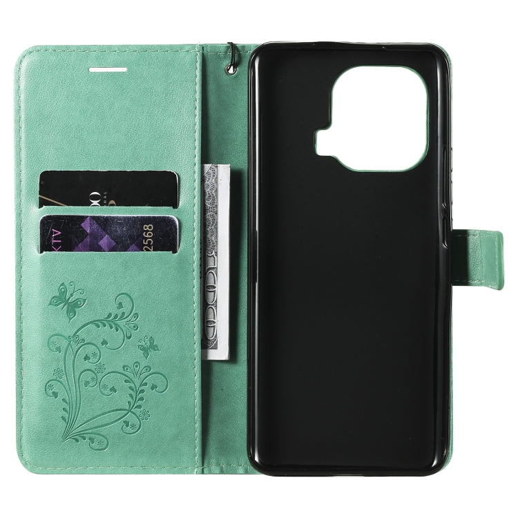 For Xiaomi Mi 11 Pro Pressed Printing Butterfly Pattern Horizontal Flip PU Leather Case with Holder & Card Slots & Wallet & Lanyard