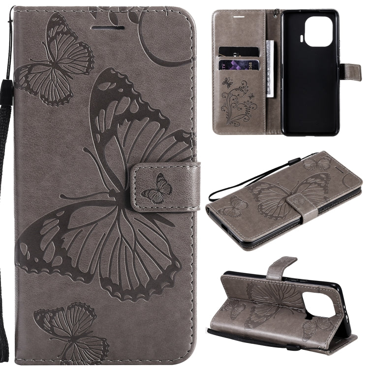 For Xiaomi Mi 11 Pro Pressed Printing Butterfly Pattern Horizontal Flip PU Leather Case with Holder & Card Slots & Wallet & Lanyard