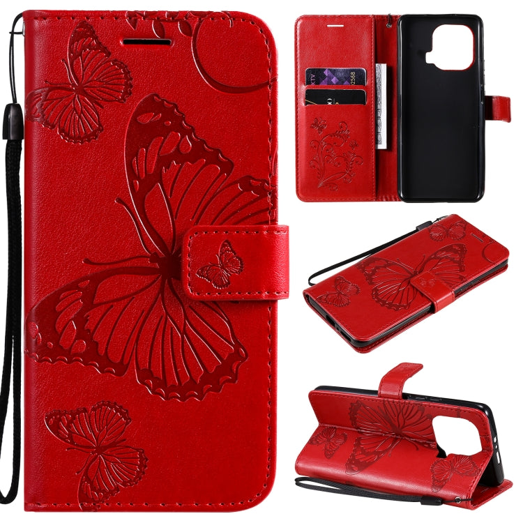 For Xiaomi Mi 11 Pro Pressed Printing Butterfly Pattern Horizontal Flip PU Leather Case with Holder & Card Slots & Wallet & Lanyard