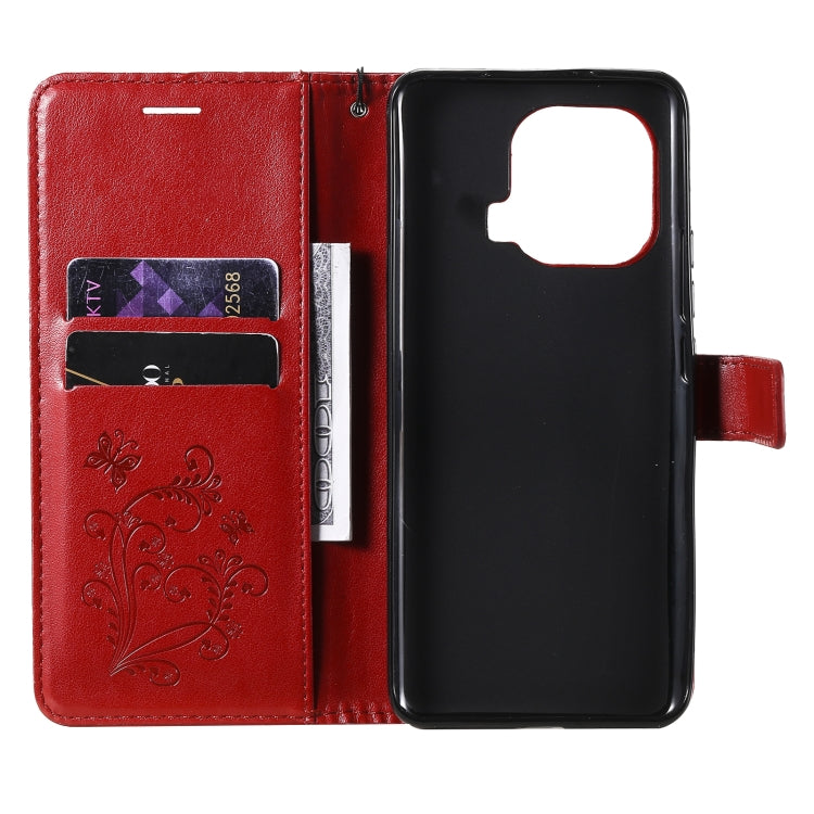 For Xiaomi Mi 11 Pro Pressed Printing Butterfly Pattern Horizontal Flip PU Leather Case with Holder & Card Slots & Wallet & Lanyard
