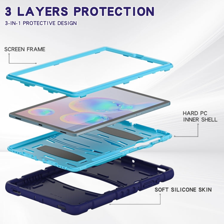 For Samsung Galaxy Tab S6 T860 3-Layer Protection Screen Frame + PC + Silicone Shockproof Combination Case with Holder