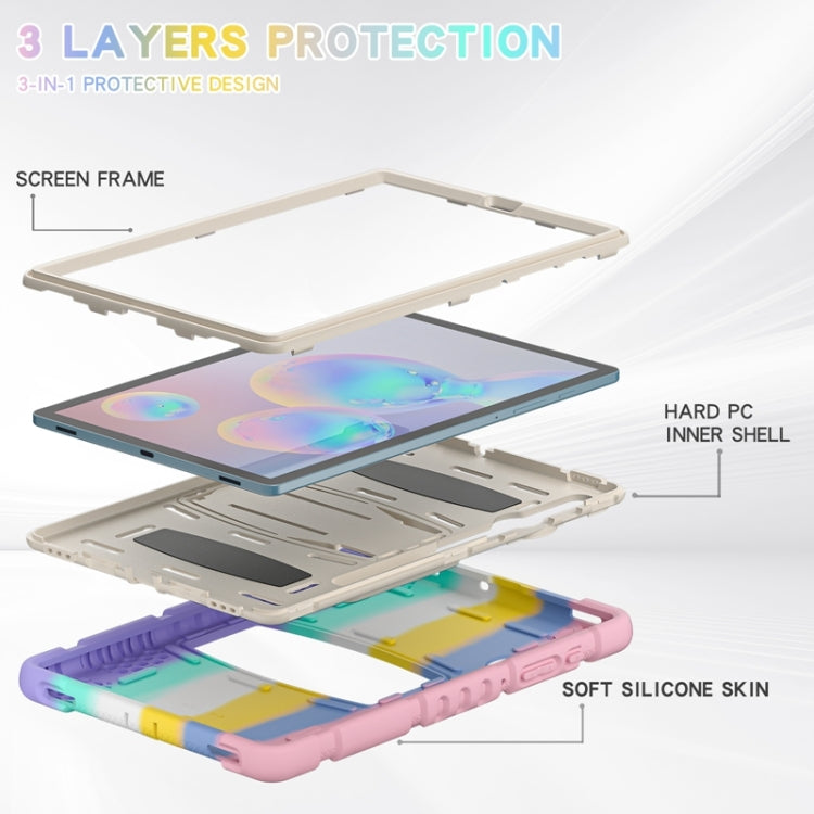 For Samsung Galaxy Tab S6 T860 3-Layer Protection Screen Frame + PC + Silicone Shockproof Combination Case with Holder