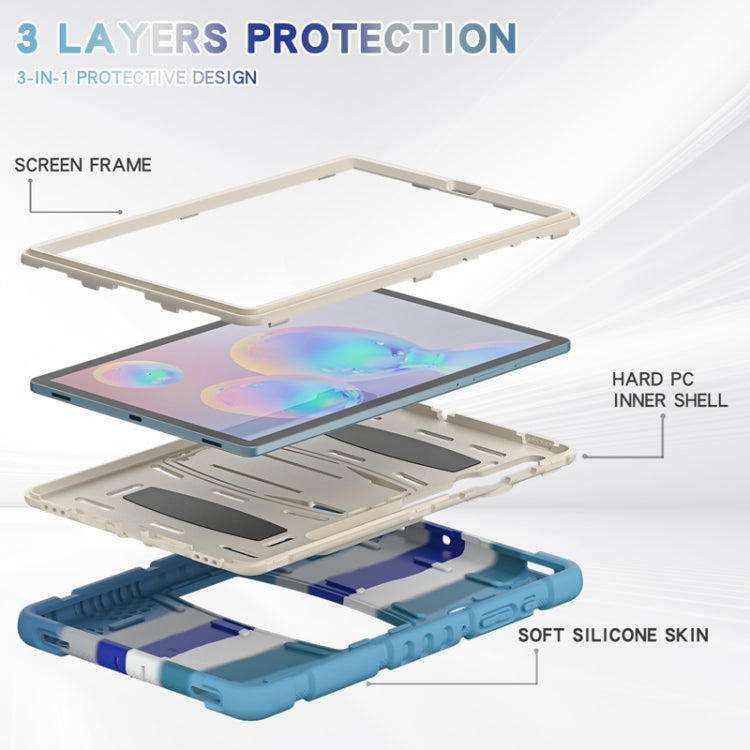 For Samsung Galaxy Tab S6 T860 3-Layer Protection Screen Frame + PC + Silicone Shockproof Combination Case with Holder