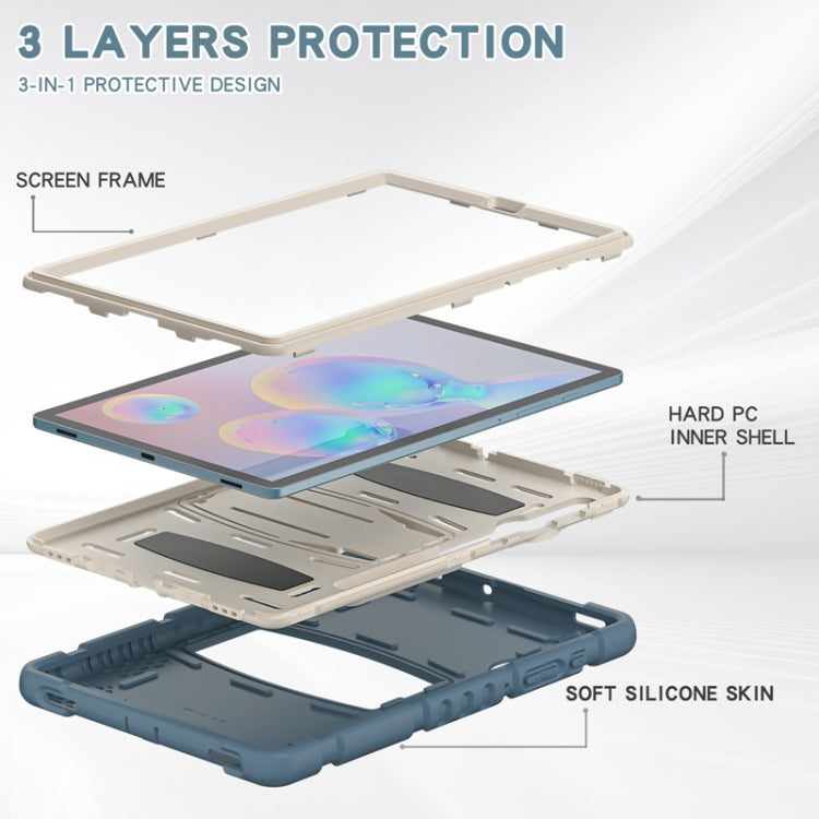 For Samsung Galaxy Tab S6 T860 3-Layer Protection Screen Frame + PC + Silicone Shockproof Combination Case with Holder
