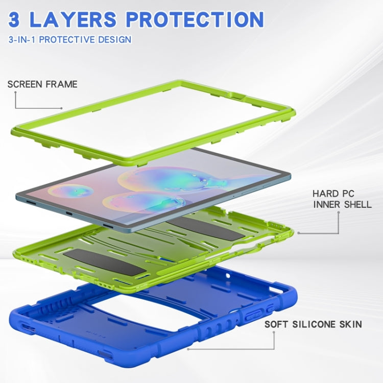 For Samsung Galaxy Tab S6 T860 3-Layer Protection Screen Frame + PC + Silicone Shockproof Combination Case with Holder