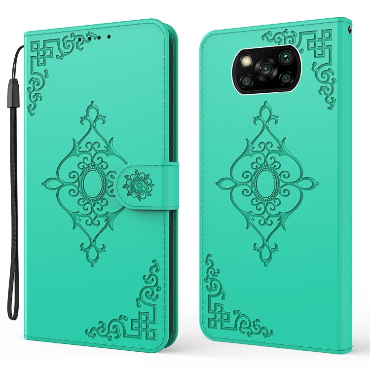 For Xiaomi Poco X3 NFC Embossed Fortune Flower Pattern Horizontal Flip Leather Case with Holder & Card Slot & Wallet & Lanyard