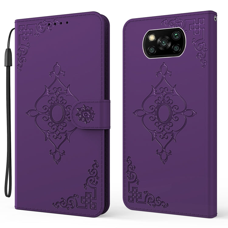 For Xiaomi Poco X3 NFC Embossed Fortune Flower Pattern Horizontal Flip Leather Case with Holder & Card Slot & Wallet & Lanyard