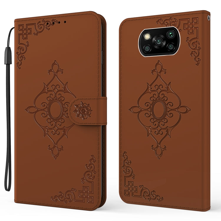For Xiaomi Poco X3 NFC Embossed Fortune Flower Pattern Horizontal Flip Leather Case with Holder & Card Slot & Wallet & Lanyard
